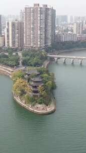 竖版航拍湖南衡阳石鼓书院4A景区