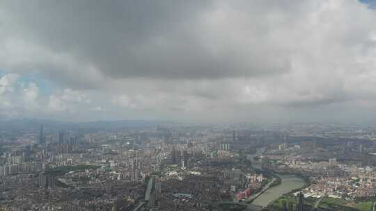 高空视角的广东城镇航拍