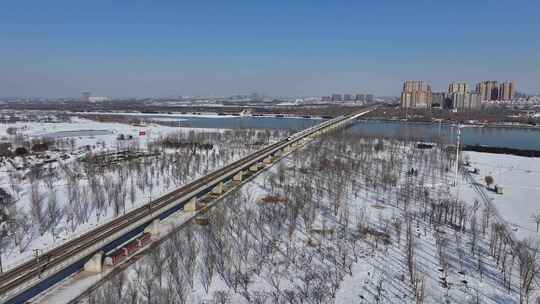 京广高铁 雪后航拍