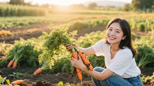 田园胡萝卜丰收采摘展示