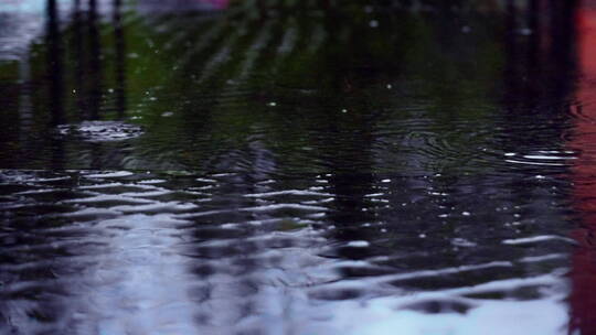 雨滴落在地面上