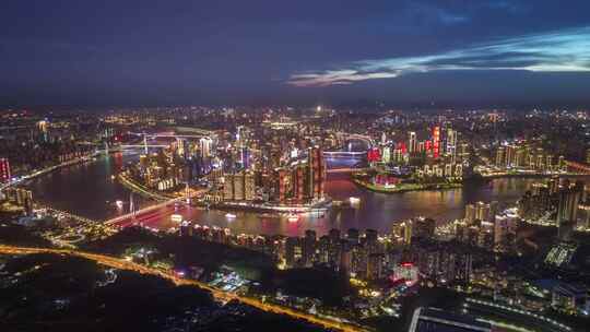 重庆繁华夜景CBD航拍空镜大全景重庆夜景