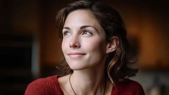 自信女性面带微笑眺望未来