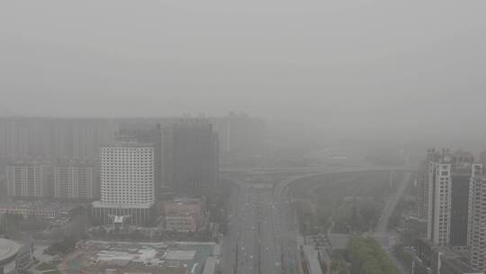 洛阳沙尘暴雾霾气候工业航拍污染天气视频素材模板下载