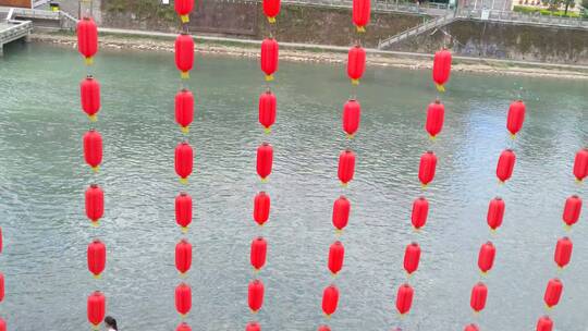 红灯笼装饰—喜庆红色灯笼—传统节日视频素材模板下载