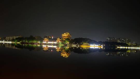 江苏泰州凤城河古建筑夜景  4k