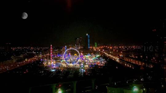Riyadh利雅得城市王国大厦夜景航拍延时素材