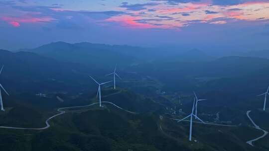 山上的风车 风电 风力发电场航拍