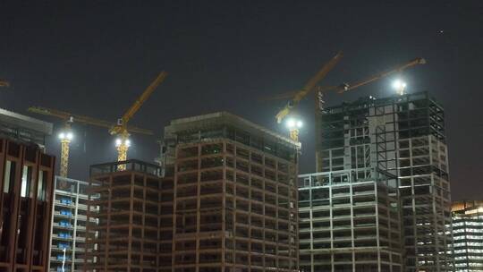 航拍建筑工地，高楼建造-上海新江湾城