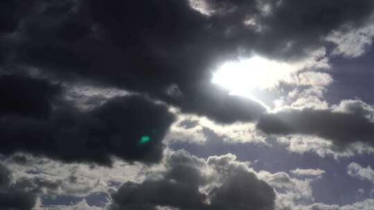 乌云阳光云朵移动延时阳光穿过乌云极端天气视频素材模板下载