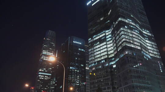 北京国贸夜景  城市夜景视频素材模板下载