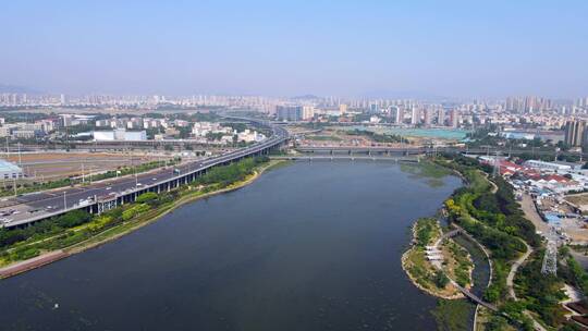 4k 航拍青岛胶州湾跨海大桥高速公路