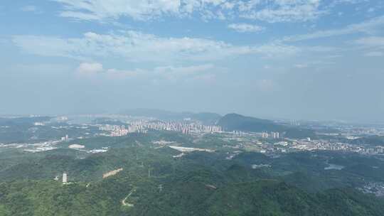 黄石市大景航拍城市远景山顶眺望远方城市