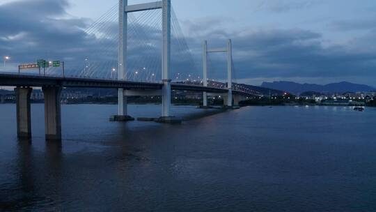 福建省福州市魁浦大桥日出航拍