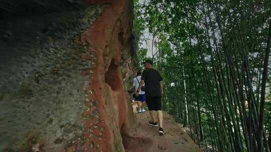 高清航拍眉山青神县瑞峰崖墓群