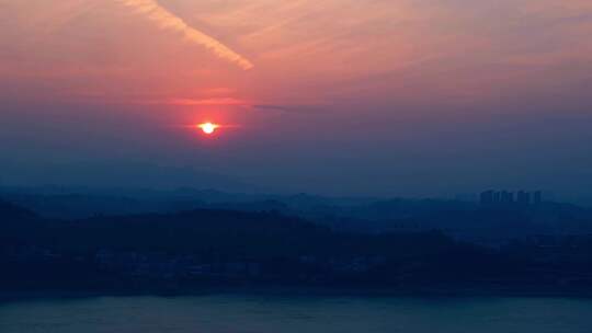 太阳落山日落西山延时夕阳晚霞火烧云