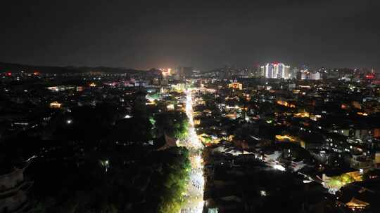 航拍福建泉州古西街泉州古城夜景