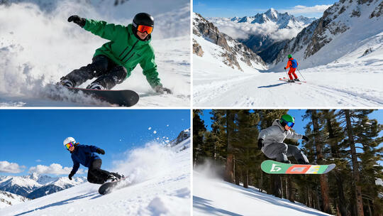 竞技滑雪花式滑雪极限运动精彩瞬间慢镜头