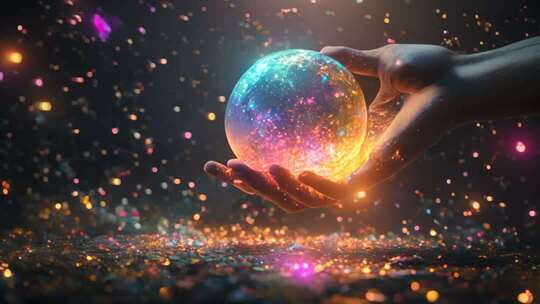 手掌托举奇幻星球素材