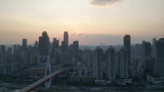 航拍重庆日落晚霞重庆大景