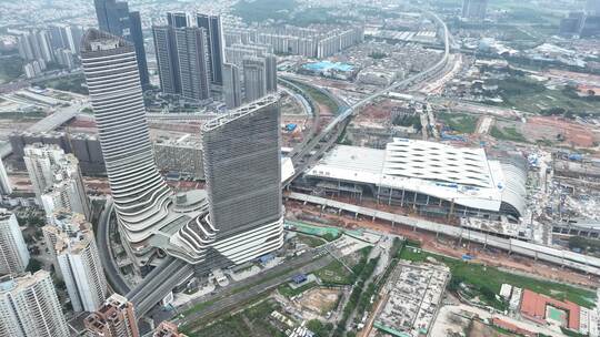 中国广东省广州市新塘站商业大楼视频素材模板下载