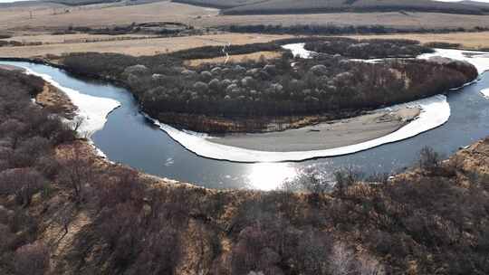 大兴安岭自然风光春季湿地冰雪消融万物复苏