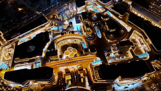 上海前滩太古里航拍夜景风光视频素材模板下载