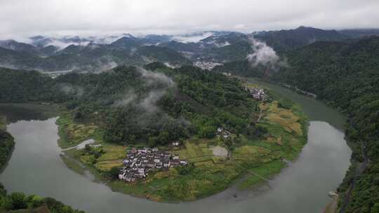 春日新安江山水画廊风光航拍素材