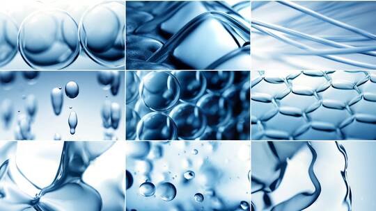 蓝色美妆精华分子时尚空镜【蓝色】高清在线视频素材下载