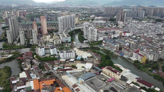 航拍城市风景 车流