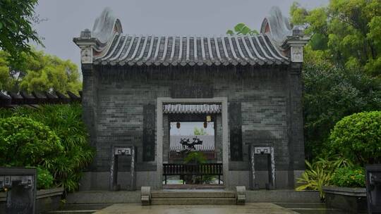 雨天古风建筑屋檐雨滴雨景意境视频素材模板下载