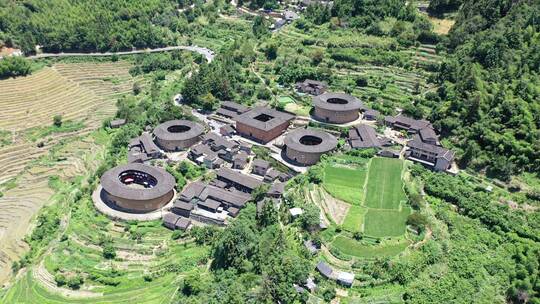 福建漳州南靖土楼古镇村落土楼航拍乡村1