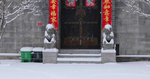 北京胡同雪景4K拍摄