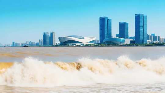 江边城市现代建筑景观