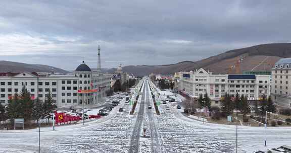 阿尔山市冬季第一场雪航拍