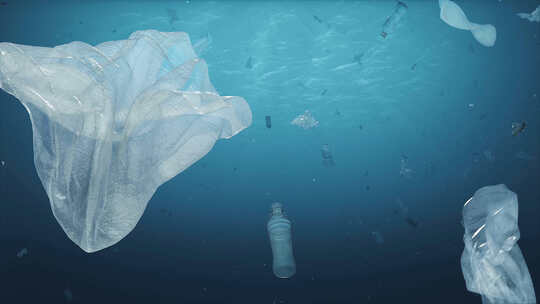 海洋污染垃圾水下酸化垃圾影响废弃瓶子蓝色视频素材模板下载