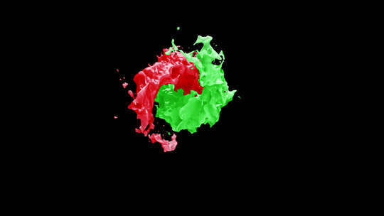 旋转扭曲的红色和绿色油漆飞溅4K