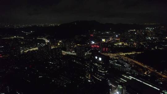 广州天河中泰保利中汇东站航拍夜景视频素材模板下载