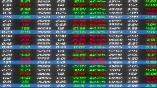 液晶面板上的股票价格不断变化