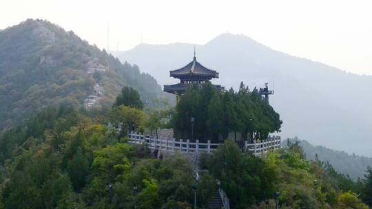 航拍山东济南著名景点千佛山风景区视频素材模板下载