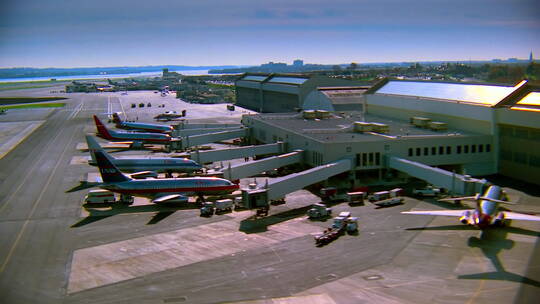 停在机场的喷气式飞机