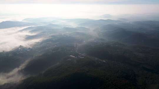 航拍清晨山川云海云雾风景