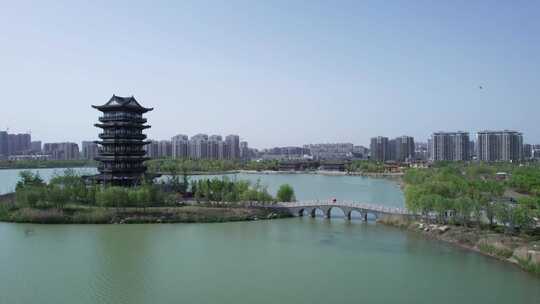 濉溪县乾隆湖旅游风景区古城视频素材模板下载