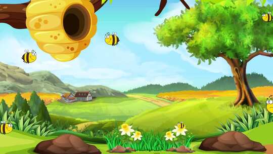 绿色春天动画蜜蜂