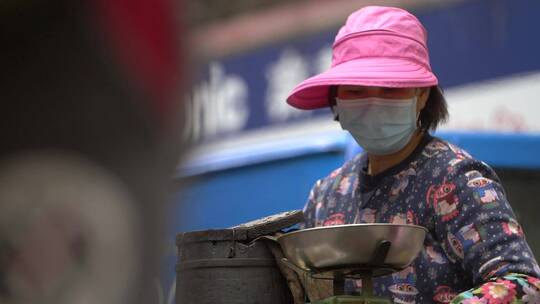 香港街头摊贩特写镜头视频素材模板下载