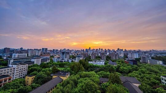 杭州日出城市天际线