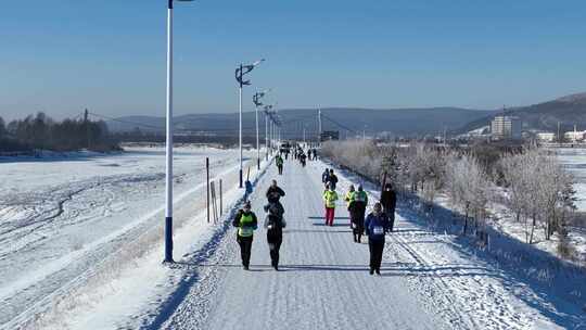 航拍-38℃ 中国冷极马拉松