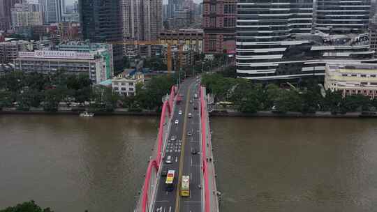 广州海珠广场海珠桥航拍原素材