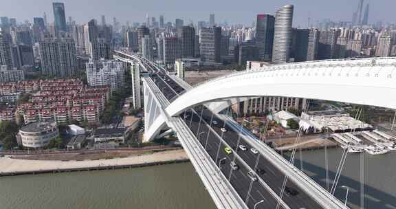 上海卢浦大桥航拍空镜