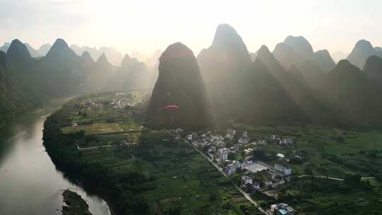 桂林漓江山水片头航拍延时风光风景日落片头